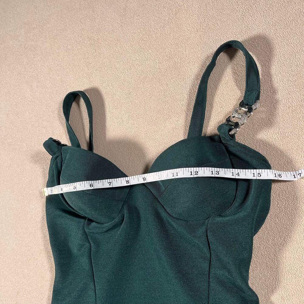 True Vintage Sexy Emerald Green Mini Dress Built-In Bra Womens Sz XS Whimsygoth - Picture 5 of 13